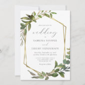 Rustieke Eucalyptus Olijfgouden Lijst bruiloft Kaart (Voorkant)