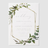 Rustieke Eucalyptus Olijfgouden Lijst bruiloft Vellum Uitnodigingen (Voorkant)