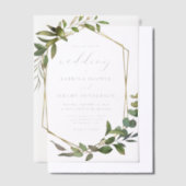 Rustieke Eucalyptus Olijfgouden Lijst bruiloft Vellum Uitnodigingen (Offset)