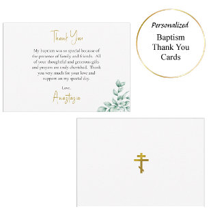 Rustieke Eucalyptus Orthodoxe Christelijke Doop Bedankkaart