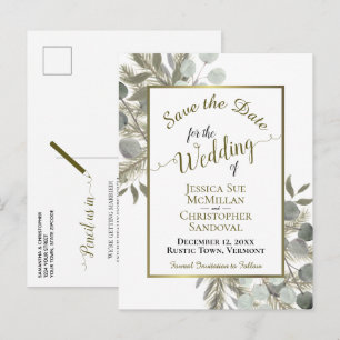 Rustieke Eucalyptus & Pine Bruiloft Save the Date Aankondigingskaart