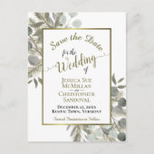 Rustieke Eucalyptus & Pine Bruiloft Save the Date Aankondigingskaart (Voorkant)