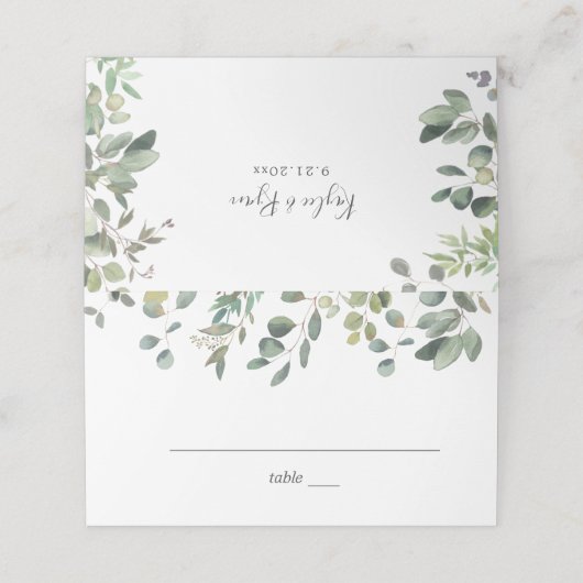 Rustieke Eucalyptus Place Card Plaatskaartje (Buitenkant ongevouwen)