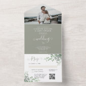 Rustieke Eucalyptus QR Code RSVP Lente Bruiloft All In One Uitnodiging (Binnen)