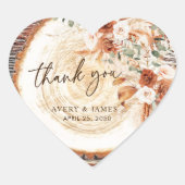 Rustieke Eucalyptus & Roos Bedankt Trouwcadeau Hart Sticker (Voorkant)