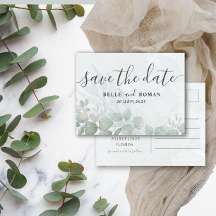 Rustieke Eucalyptus Salie Groen Save the Date  Briefkaart