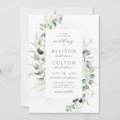 Rustieke eucalyptus salie groene boho bruiloft kaart (Voorkant)