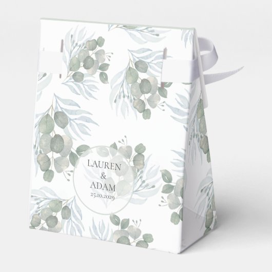 Rustieke Eucalyptus Salie Groene Bruiloft Bedankdoosjes (Achterkant)