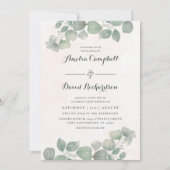 Rustieke Eucalyptus Salie Groene Bruiloft Kaart (Voorkant)