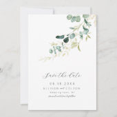 Rustieke eucalyptus salie groene groen boho save the date (Voorkant)