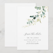 Rustieke eucalyptus salie groene groen boho save the date (Voorkant / Achterkant)
