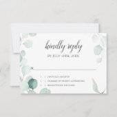 Rustieke Eucalyptus Script bruiloft RSVP (Voorkant)