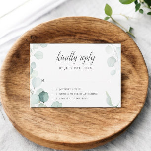 Rustieke Eucalyptus Script bruiloft RSVP