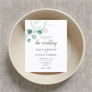Rustieke Eucalyptus Script Zomer bruiloft Uitnodiging Briefkaart