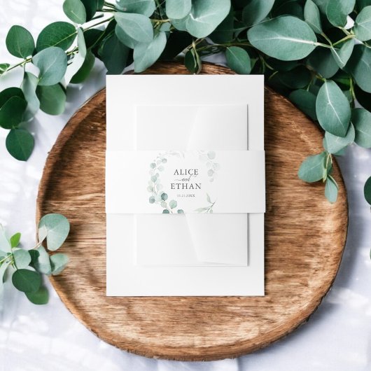 Rustieke Eucalyptus Script zomer Uitnodigingen Wikkel