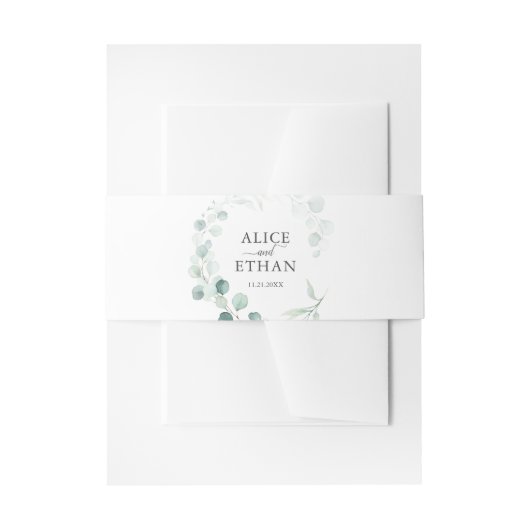 Rustieke Eucalyptus Script zomer Uitnodigingen Wikkel (Voorkant Voorbeeld)