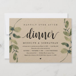 Rustieke Eucalyptus, Trouw Elopement Diner Uitnodi Kaart