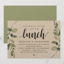 Rustieke Eucalyptus, Trouw Elopement Lunch Uitnodi Kaart