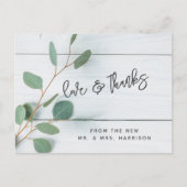 Rustieke Eucalyptus Trouwfoto Bedankt Briefkaart (Voorkant)
