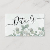 Rustieke Eucalyptus Waterverf Sage Groene bruiloft Informatiekaartje (Voorkant)