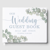 Rustieke Eucalyptus Waterverf Stoffig Blauw Bruilo Gastenboek (Voorkant)