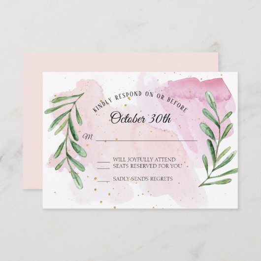 Rustieke Eucalyptusblad Goud Moderne Waterverf RSV Kaart (Voorkant / Achterkant)