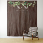 Rustieke Eucalyptusbladeren Trouwfoto Achtergrond Wandkleed (In situ)