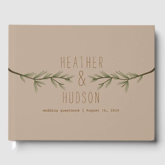Rustieke Evergreen Branches Wedding Guestbook Gastenboek (Voorkant)