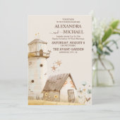 Rustieke Evergreen Fields Schuur bruiloft uitnodig Kaart (Staand voorkant)