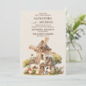 Rustieke Evergreen Fields Schuur Cottage Bruiloft Kaart (Staand voorkant)