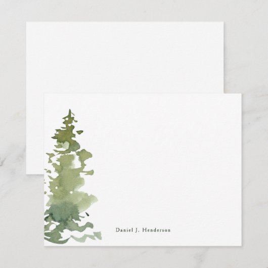 Rustieke Evergreen gepersonaliseerde briefpapier Notitiekaartje (Voorkant / Achterkant)
