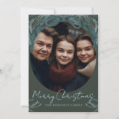 Rustieke Evergreen Krans Lijst Kerstfoto Feestdagenkaart (Voorkant)