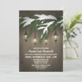 Rustieke Evergreen Lantern Bridal Shower Uitnodigi Kaart (Staand voorkant)