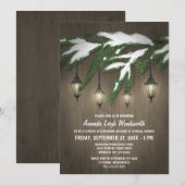 Rustieke Evergreen Lantern Bridal Shower Uitnodigi Kaart (Voorkant / Achterkant)