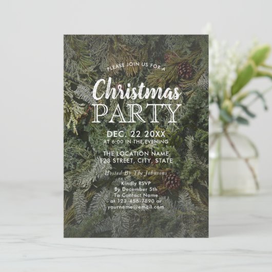 Rustieke Evergreen & Pine Branches Kerstfeest Kaart (Staand voorkant)