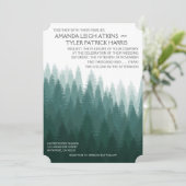 Rustieke Evergreen Pine Tree Wedding Uitnodigingen (Staand voorkant)