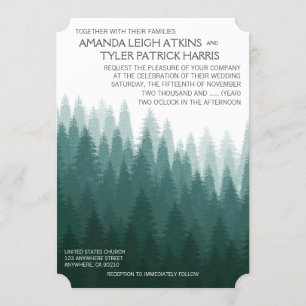 Rustieke Evergreen Pine Tree Wedding Uitnodigingen
