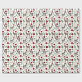 Rustieke Ezel Bloemen Rood Inpakpapier (Vlak)