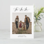 Rustieke Fa La Script Kerstmis Familie Foto Feestdagenkaart (Staand voorkant)