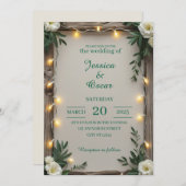 Rustieke Fairy Light Wedding Kaart (Voorkant / Achterkant)