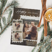 Rustieke Fairy Lights 3 Fotocollage Feestdagenkaart