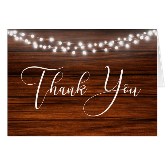 Rustieke Fairy Lights Dank u kaart (Voorkant Horizontaal)