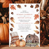 Rustieke Fall Leaves Barn Wedding Kaart