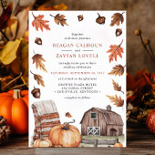 Rustieke Fall Leaves Barn Wedding Kaart