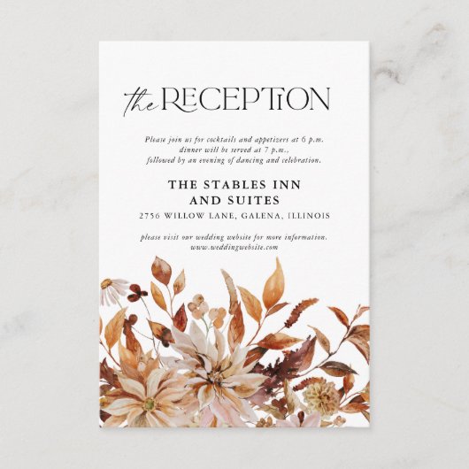 Rustieke Fall Leaves bruiloft receptie Informatiekaartje (Voorkant)