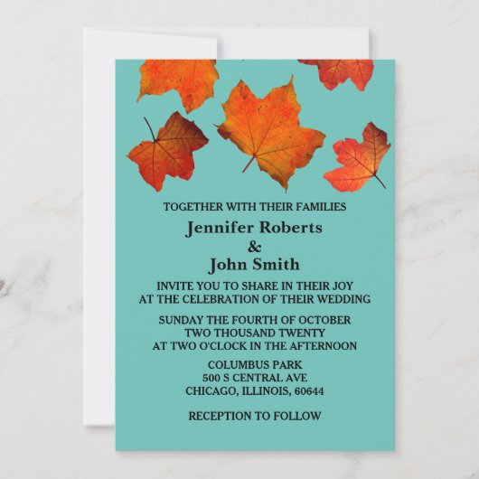 Rustieke Fall Leaves Verbrand Sinaasappel Blauwgro Kaart (Voorkant)