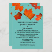 Rustieke Fall Leaves Verbrand Sinaasappel Blauwgro Kaart (Voorkant / Achterkant)