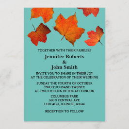 Rustieke Fall Leaves Verbrand Sinaasappel Blauwgro Kaart