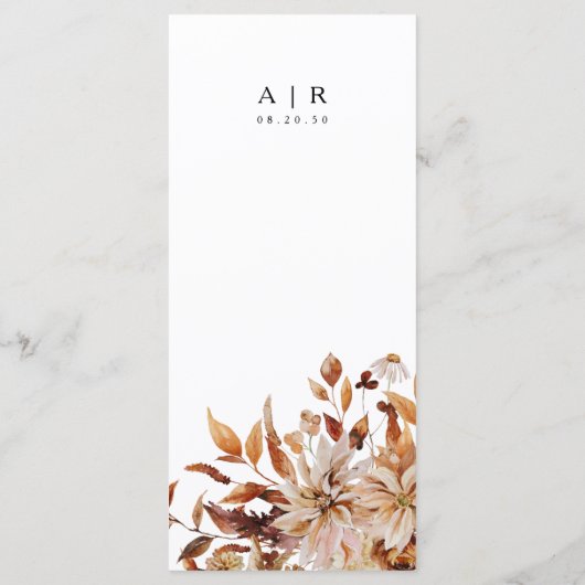 Rustieke Fall Leaves Wedding Flat Menu (Achterkant)