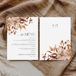 Rustieke Fall Leaves Wedding Flat Menu